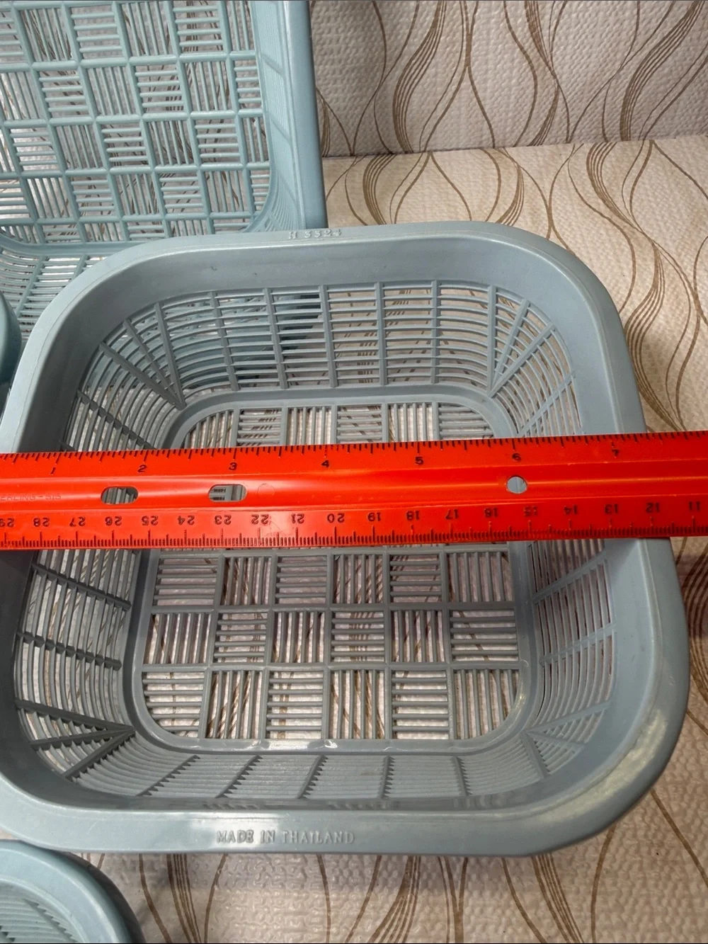 Vintage 4pc Made in Thailand Stackable Blue Plastic Footed Nesting Baskets